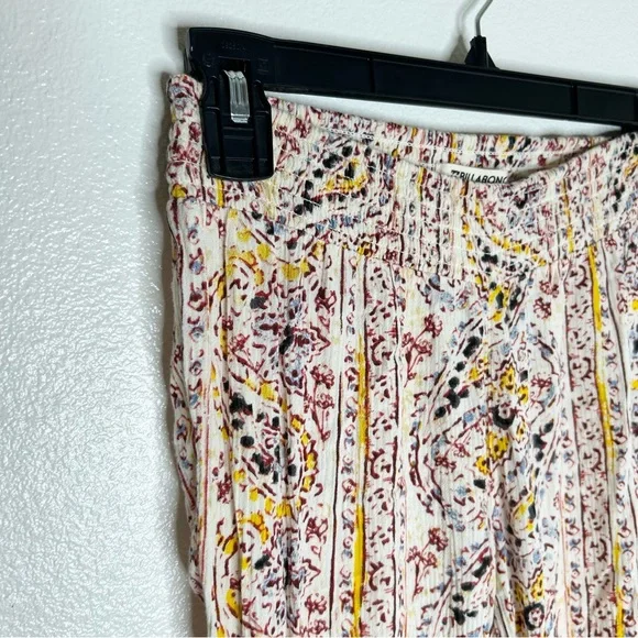 Billabong Womens Cream Floral Pull-On Flare Leg Stretch Pants Size S - Picture 3 of 9